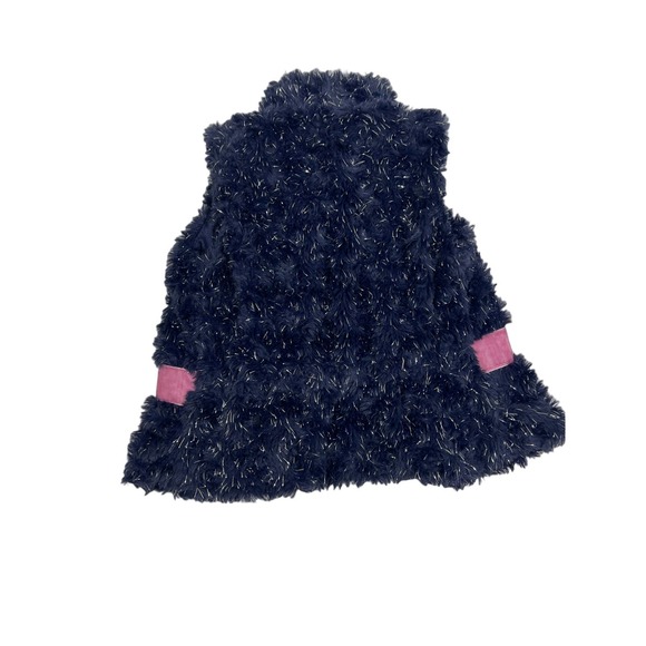 LITTLE LASS Blue Faux Fur & Rhinestone Vest-Velvet Sash‎ 24 mo - Picture 2 of 4